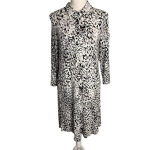 CAbi #822 Button Down Collared Jersey Dress White Gray‎ Black Women’s S